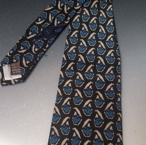 Valentino cravatte tie 100 % silk blue black cream